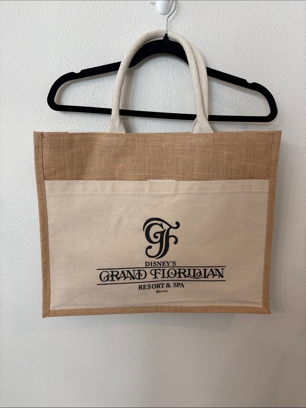 Disney's Grand Floridian Beige & Tan Jute and Canvas Tote Bag